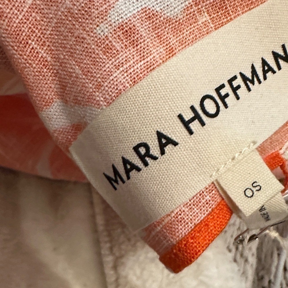 Mara Hoffman Poppy Orange White Floral 100% Hemp Handkerchief Scarf OS - Picture 7 of 9
